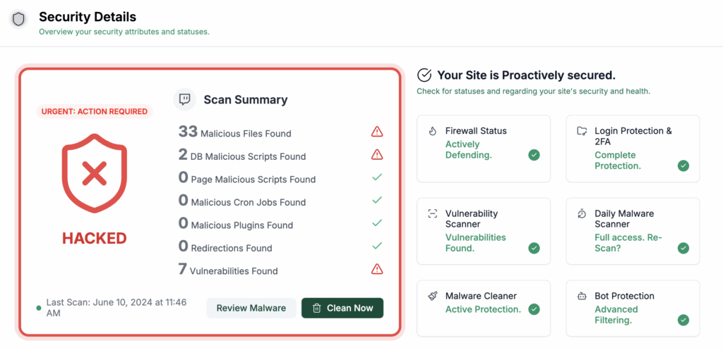 MalCare site hacked report