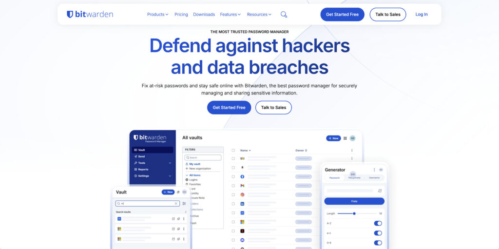 Bitwarden homepage