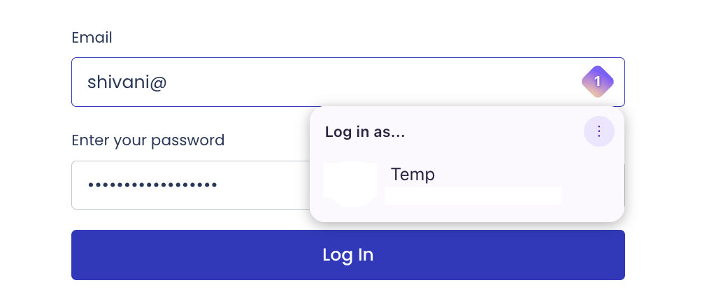 Proton Pass login autofill prompt in a browser