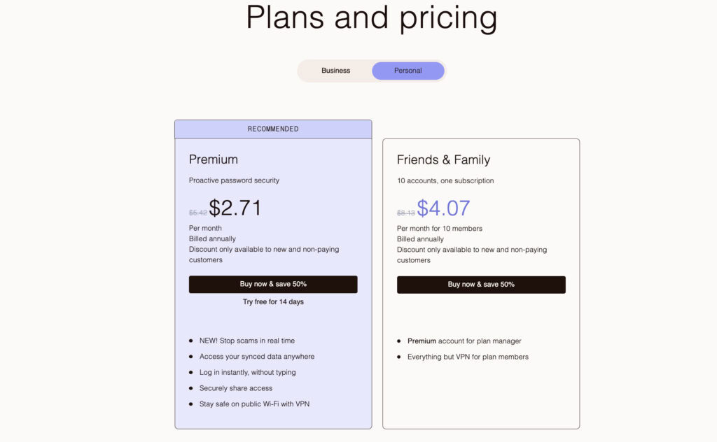 Dashlane pricing