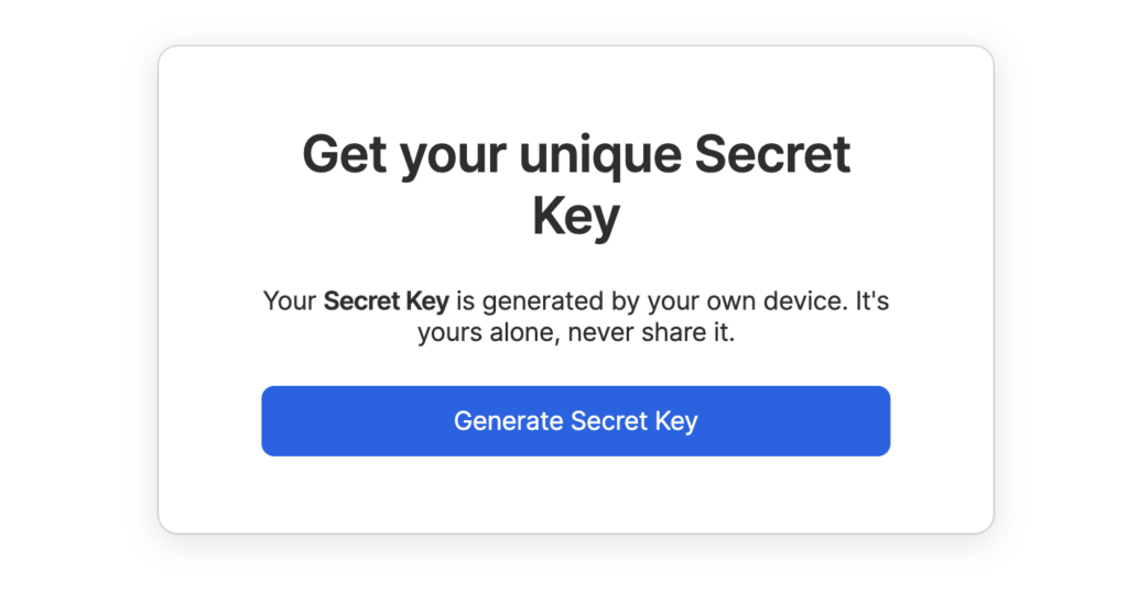 Generate secret key 1Password