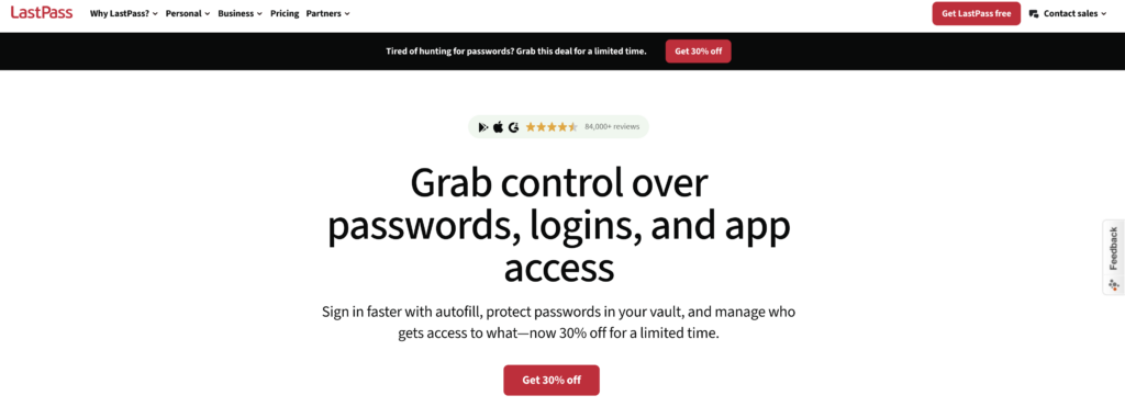 Lastpass homepage