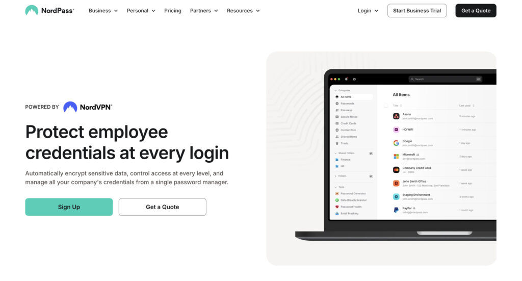 Nordpass homepage