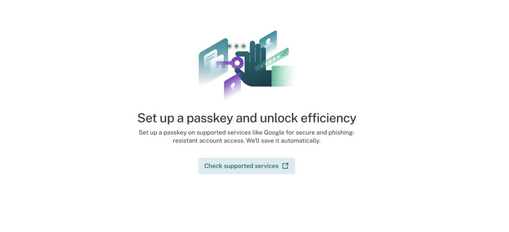 Setup passkey dashlane