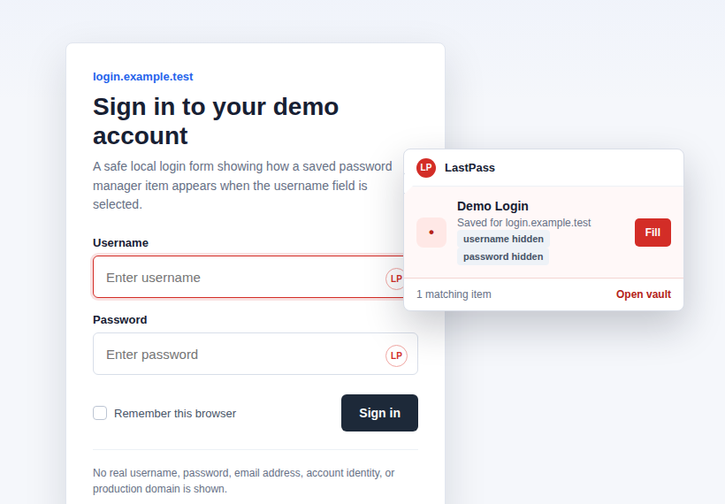 LastPass reliably recognizes login forms and offers one-click autofill suggestions.