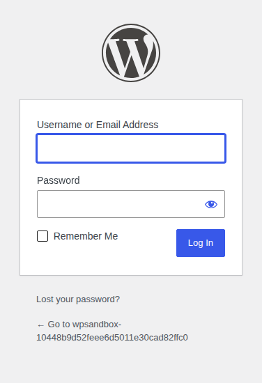 Default WordPress login screen
