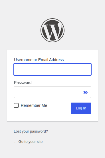 WordPress direct login page at wp-login.php