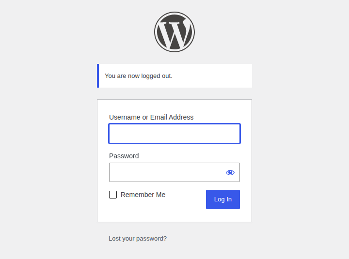 WordPress login form with Remember Me option