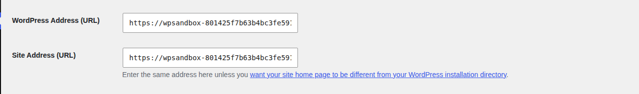 WordPress Settings General screen with HTTPS WordPress Address and Site Address fields