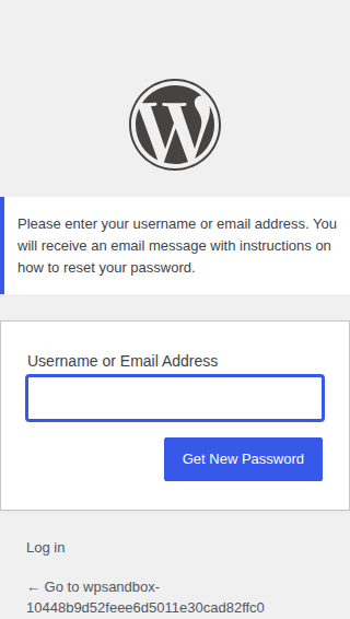 WordPress lost password recovery form