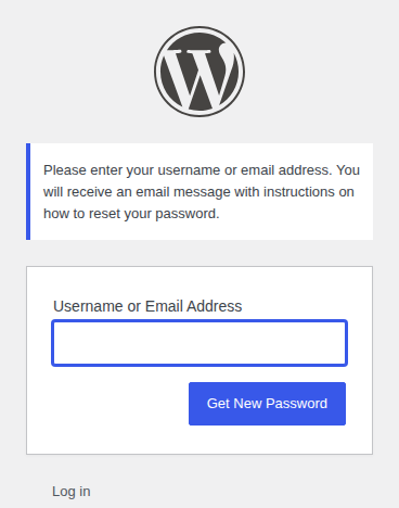 WordPress lost password reset form