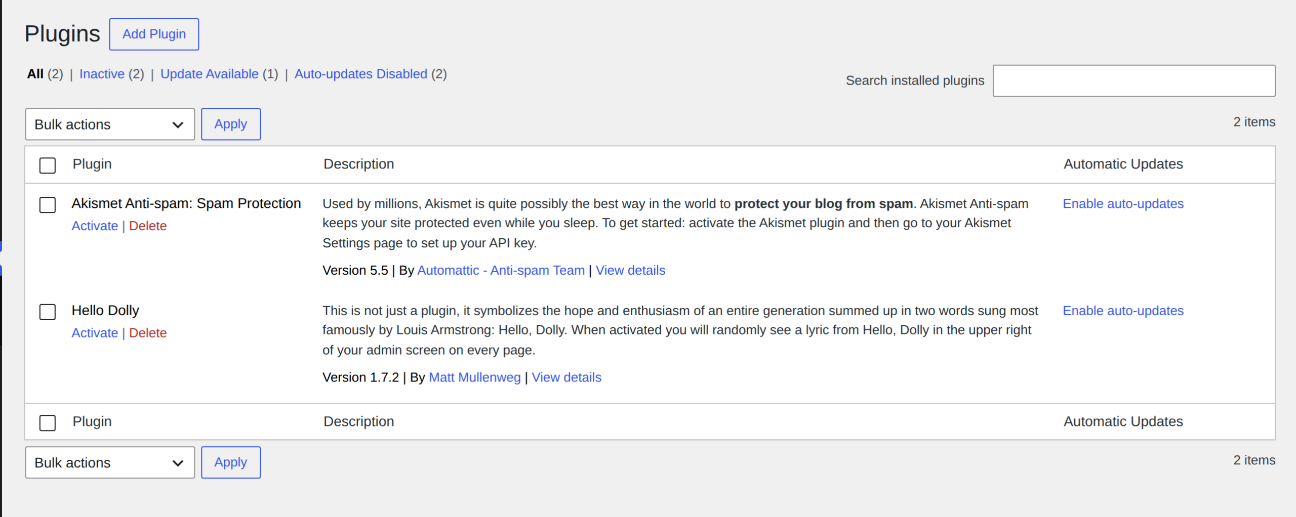 Installed Plugins screen for isolating plugin conflicts
