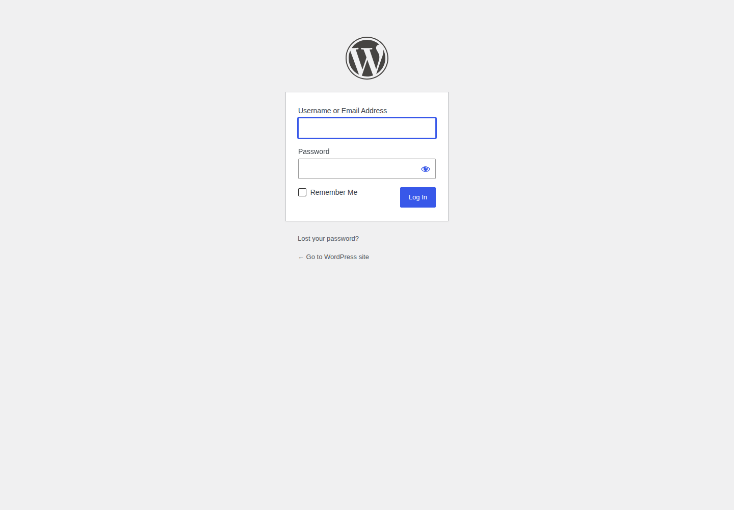 WordPress admin URL redirecting a logged-out visitor to the login screen