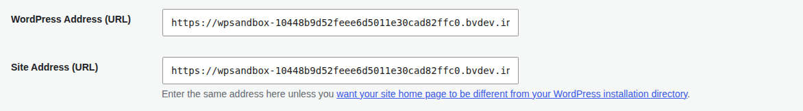 WordPress General Settings URL fields