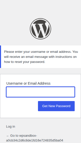 WordPress lost password form for safe account recovery