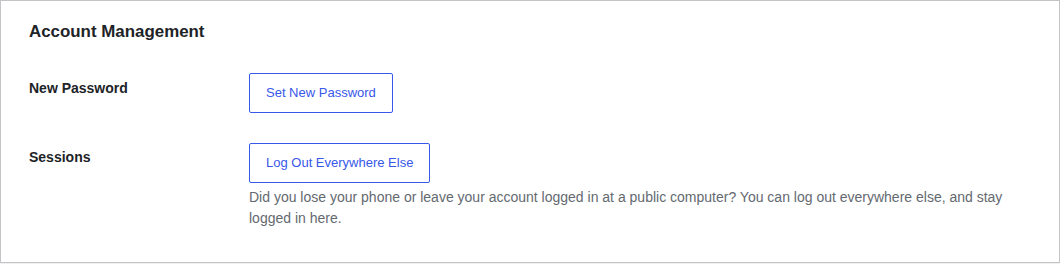 WordPress profile account management area for setting a new password
