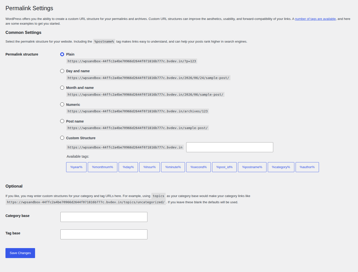 Permalink settings screen used to regenerate rewrite rules