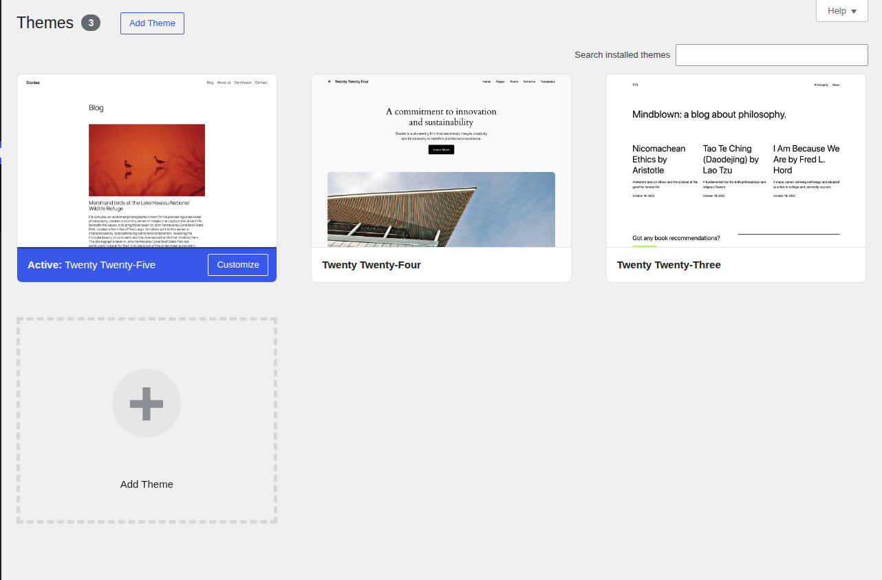 Active WordPress theme screen for PHP compatibility checks