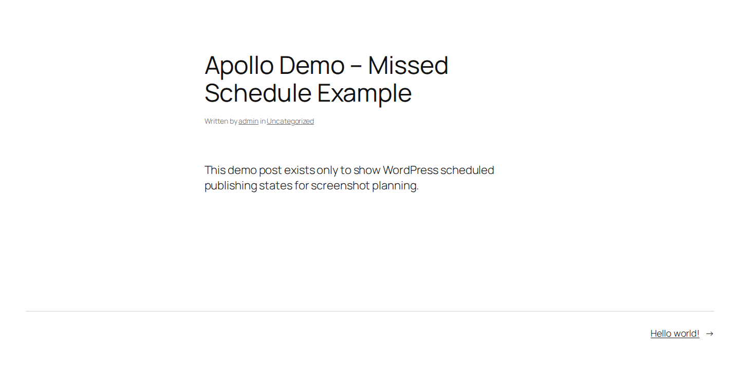 Published WordPress post visible on the frontend