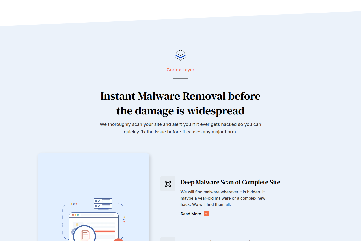 MalCare security scan entry point for checking a WordPress site