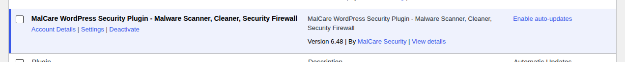 MalCare activation notice in the WordPress dashboard