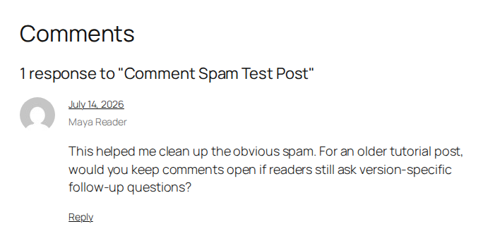 Reader-facing comment thread with a useful follow-up question