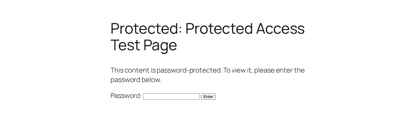 Logged-out visitor view of a WordPress password-protected page form