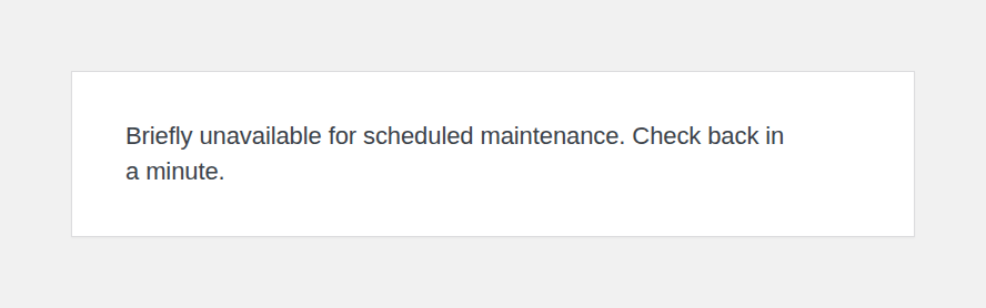WordPress maintenance mode message on the public site