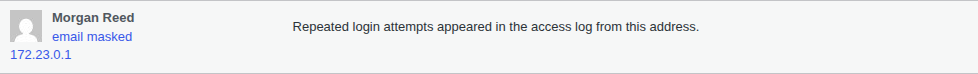 Single WordPress comment row with the commenter IP visible beside the author details