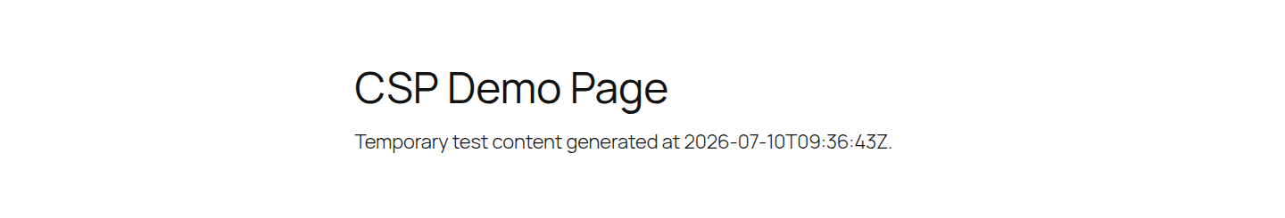 WordPress frontend demo page used while testing CSP headers