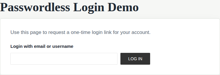 Frontend passwordless login form for logged-out visitors