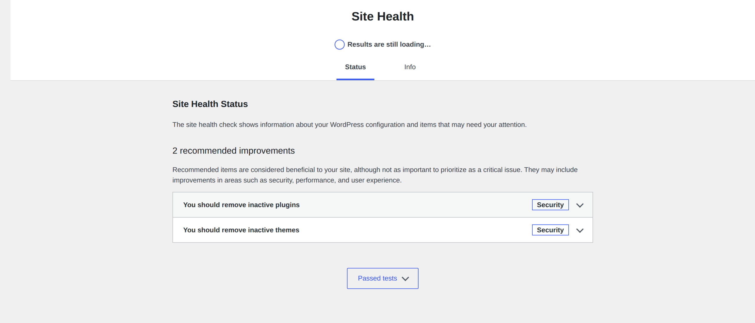 WordPress Site Health status checks after clearing maintenance mode