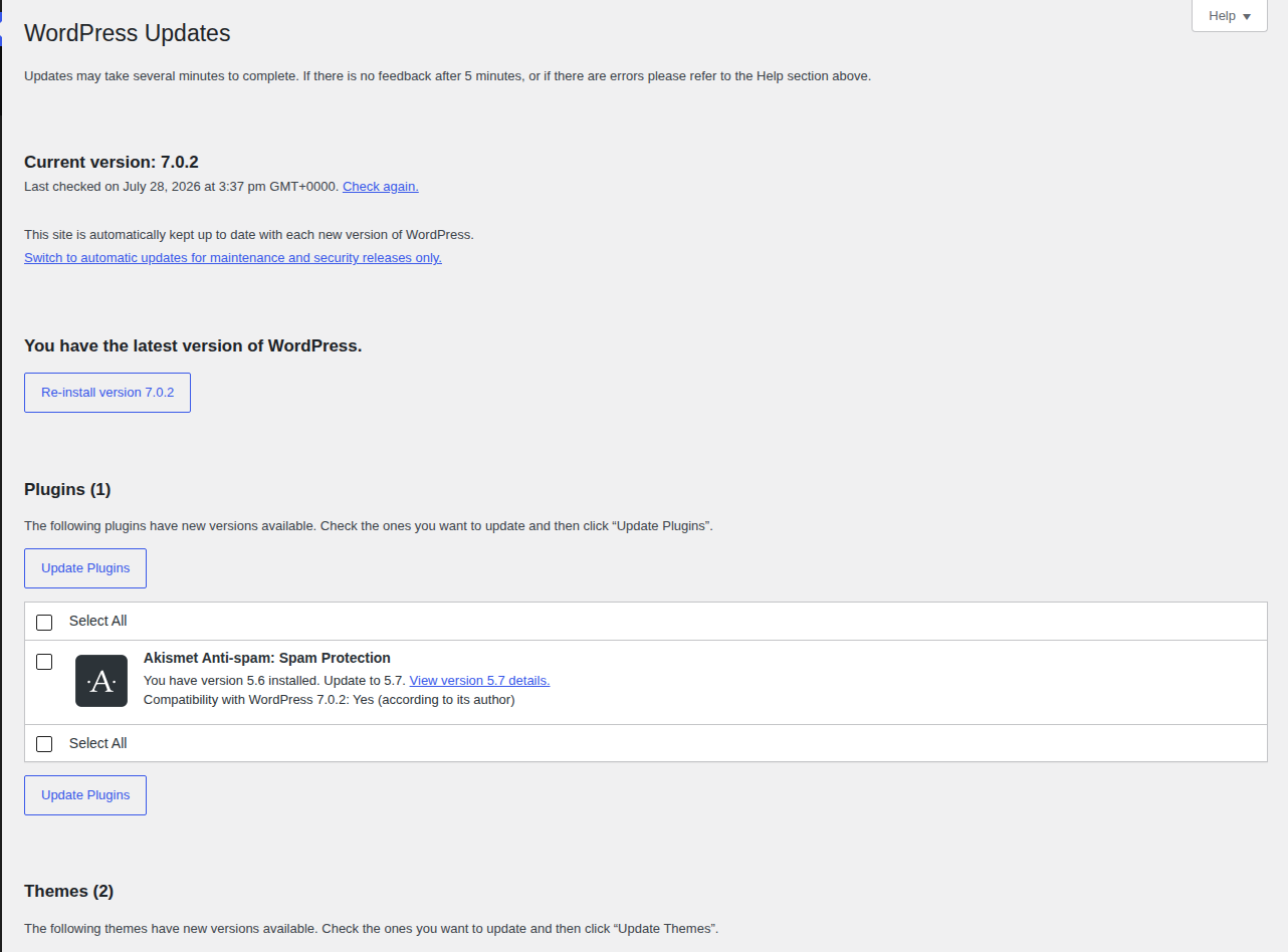 WooCommerce admin screen with update pressure visible during store setup