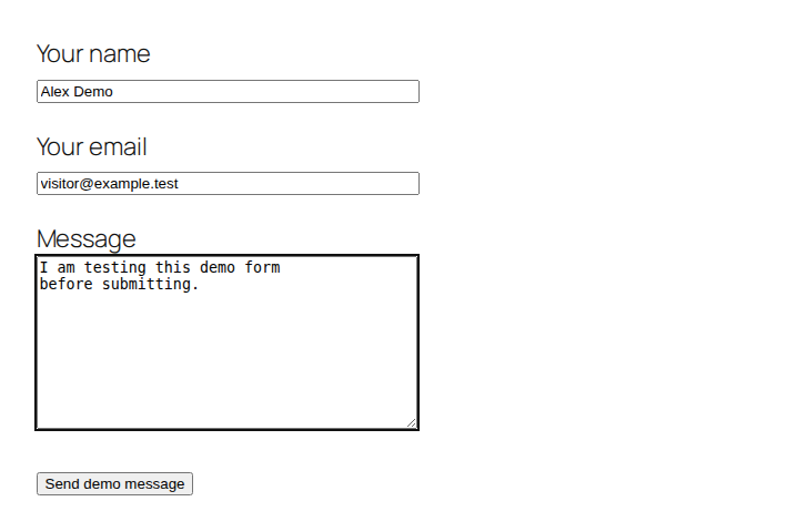 Logged-out visitor view of a WordPress contact form
