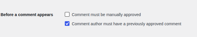 Comment approval settings for first-time commenters