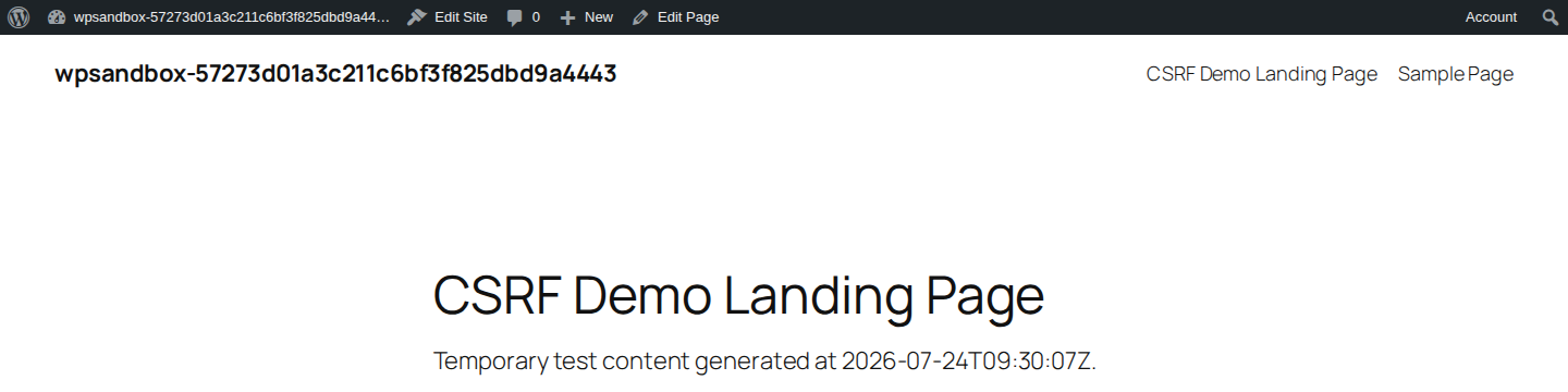 Logged-in WordPress frontend session with admin bar