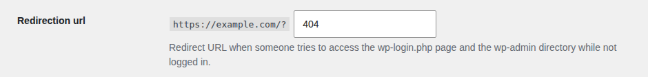 WPS Hide Login redirection URL set to 404