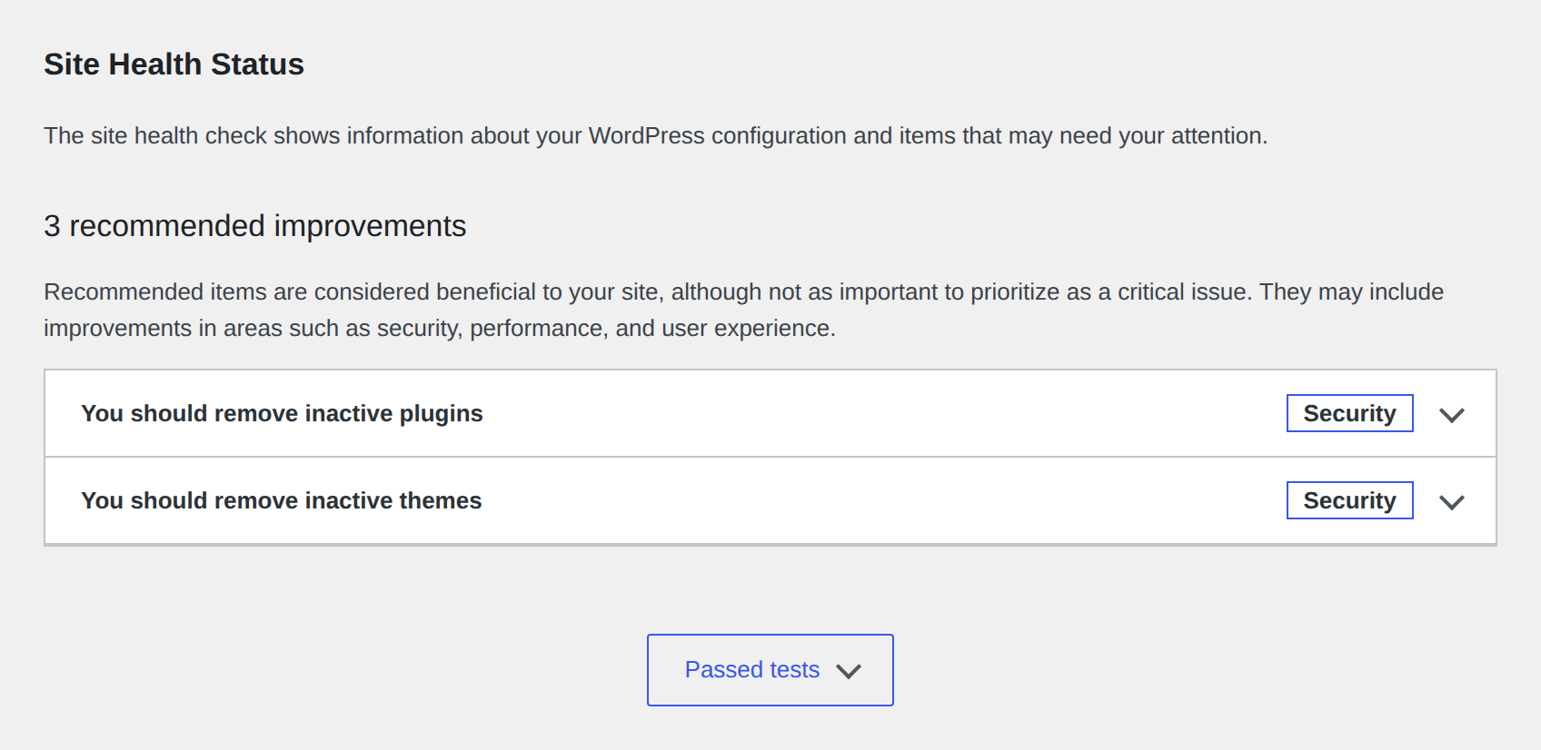 WordPress Site Health status panel for HTTPS checks