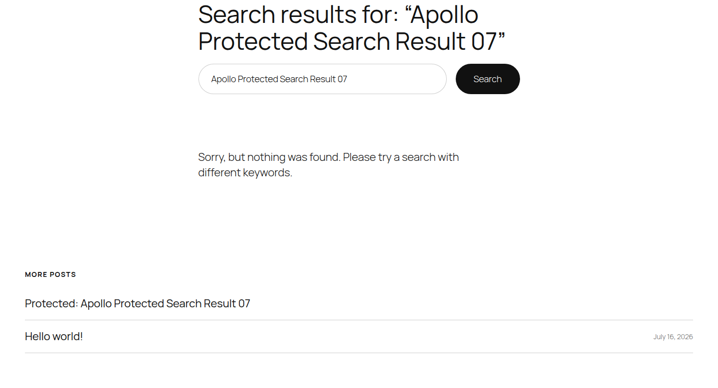 Search results showing a protected page title while body content remains hidden