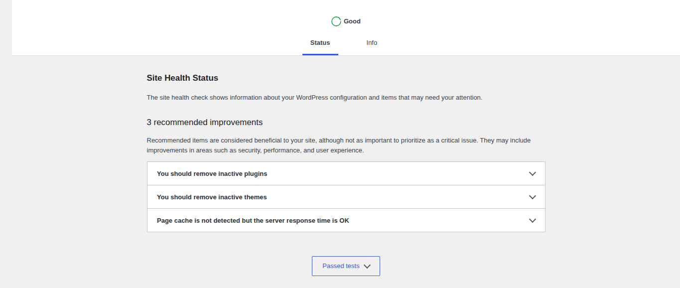 WordPress Site Health HTTPS status