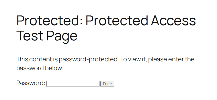 Clean logged-out browser test showing the password form instead of protected content