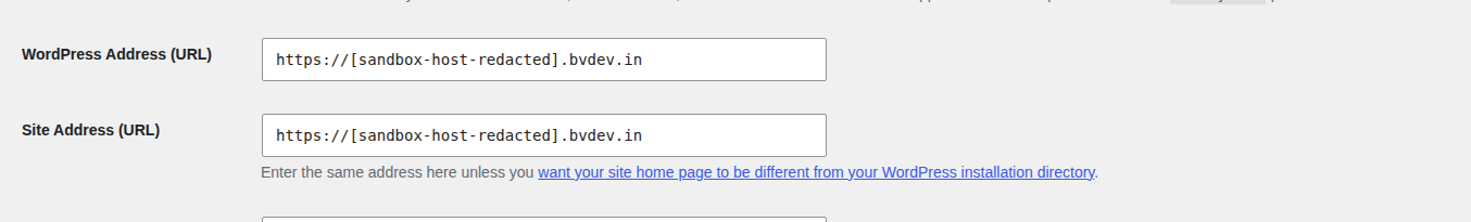 WordPress General settings URL fields
