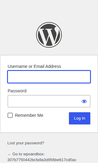 WordPress login screen for refreshing an admin session
