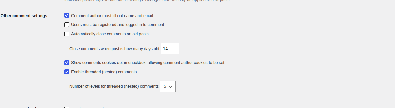 Automatically close comments on older posts setting