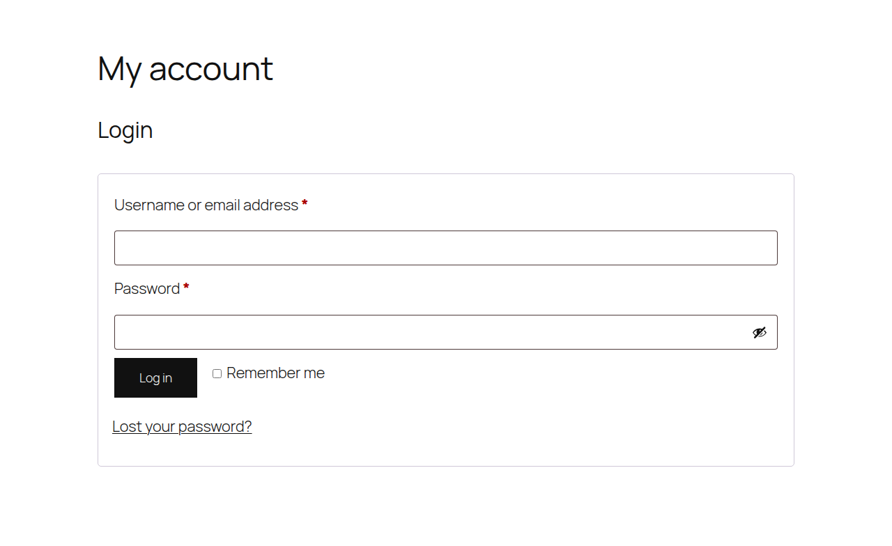 WooCommerce account login form that bots may target