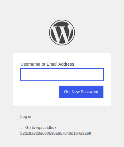WordPress lost password form for sending a reset link