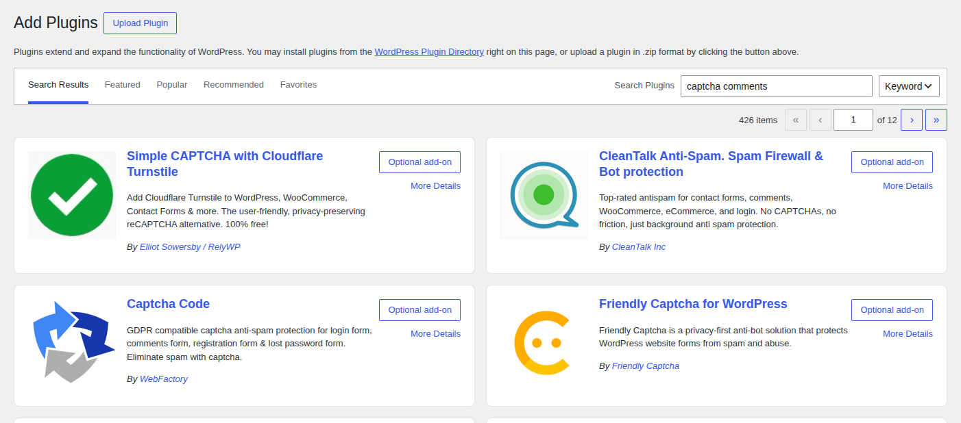 CAPTCHA and honeypot plugins as an optional extra layer