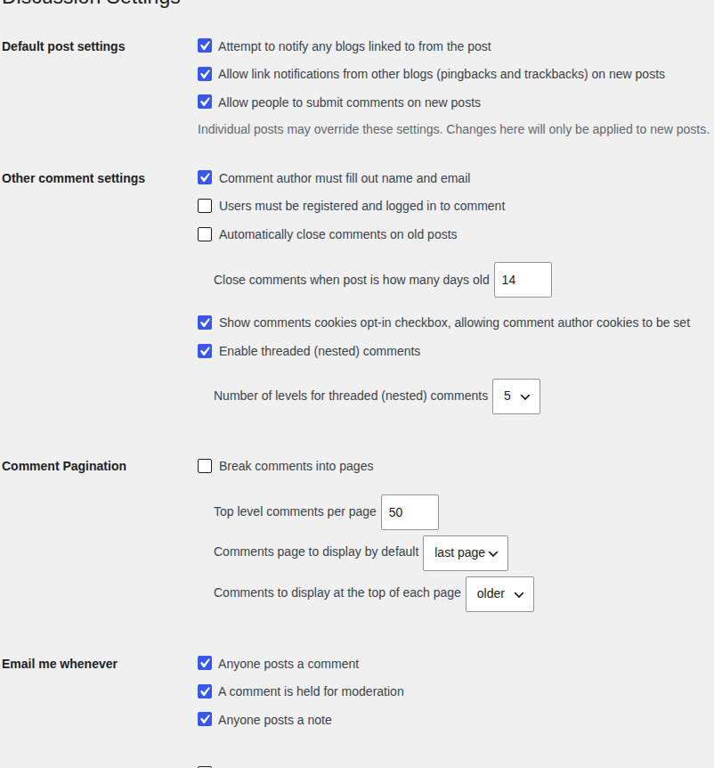 WordPress setting requiring users to log in before commenting