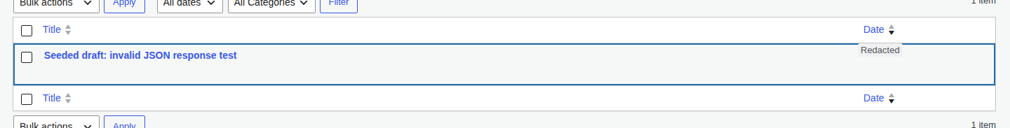 WordPress drafts list for isolating one failing post