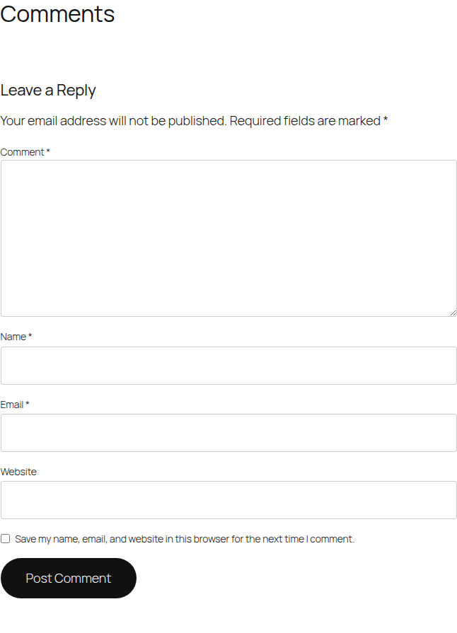 Frontend comment form or closed-comments state after settings changes